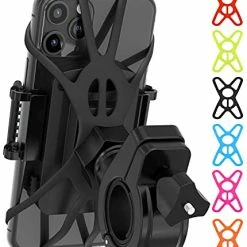 Flash Sale ???? [Upgraded] Bike Phone Mount Holder, Motorcycle Phone Mount, 6 Color Bands Included, Cell Phone Holder For Bike – Universal Any Phone Or Handlebar, Bike Phone Holder, ATV, Tool Free Install ❤️