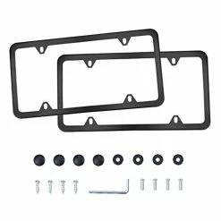 Wholesale ???? 4 Holes Stainless Steel License Plate Frames, 2 PCS Car Licence Plate Covers, Automotive Exterior Accessories Slim Design With Bolts Washer Caps For US Vehicles, Black ????