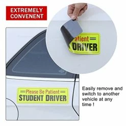 Coupon ⌛ SINGARO Student Driver Magnet For Car, 3Pcs Magnetic Reflective Novice Driver Stickers, Car Exterior Accessories, New Driver Vehicle Safety Signs Red ???? -SYX MOTO store 41AJzxVpimL
