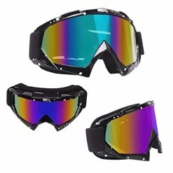 Coupon ???? Motorcycle Goggles Dirt Bike Goggles Motocross Goggles Windproof ATV Goggles Dustproof Racing GogglesScratch Resistant Ski Goggles Protective Safety Glasses PU Resin (Black Frame+Color Lens) ❤️ -SYX MOTO store 41NM8oRw1DL