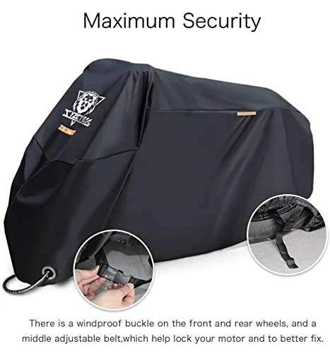 Cheapest ???? Motorcycle Cover -Waterproof Outdoor Storage Bag,Made Of Heavy Duty Material, Fits Up To 116" Harley Davison And All Motors(Black& Lockholes& Professional Windproof Strap) (XXXL) ???? 8 Cheapest ???? Motorcycle Cover -Waterproof Outdoor Storage Bag,Made Of Heavy Duty Material, Fits Up To 116" Harley Davison And All Motors(Black& Lockholes& Professional Windproof Strap) (XXXL) ???? - Image 6