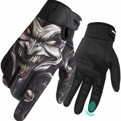 Promo ???? Leather Motorcycle Gloves Winter Fleece, Ten-Finger Touchscreen Mountain Bike Thick Gloves For Men And ???? Women, Warm Skeleton Skull Gloves For Riding Bike BMX ATV MTB Cycling ???? -SYX MOTO store 41UbwJDWiJL. AC