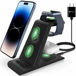 Wholesale ❤️ 3 In 1 Wireless Charging Station Compatible For Apple Products Multiple Devices Apple ⌚ Watch Ultra 8 7 SE 6 5 4 3 AirPods Pro 2 IPhone 14 13 12 11 Pro Max/X/XS/XR/8 Fast Wireless Charger Stand Dark Green ????