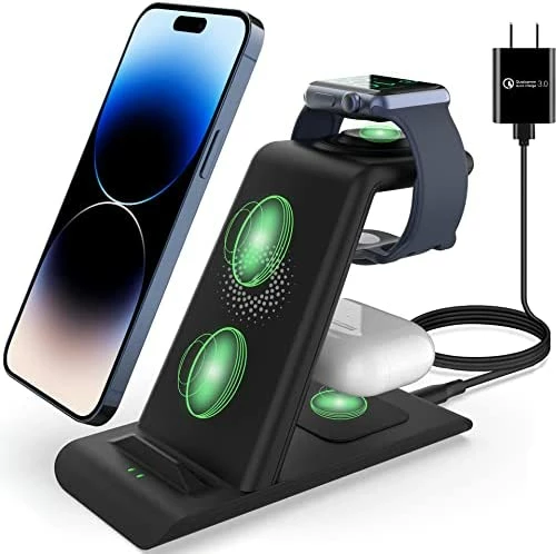 Wholesale ❤️ 3 In 1 Wireless Charging Station Compatible For Apple Products Multiple Devices Apple ⌚ Watch Ultra 8 7 SE 6 5 4 3 AirPods Pro 2 IPhone 14 13 12 11 Pro Max/X/XS/XR/8 Fast Wireless Charger Stand Dark Green ???? 8 Wholesale ❤️ 3 In 1 Wireless Charging Station Compatible For Apple Products Multiple Devices Apple ⌚ Watch Ultra 8 7 SE 6 5 4 3 AirPods Pro 2 IPhone 14 13 12 11 Pro Max/X/XS/XR/8 Fast Wireless Charger Stand Dark Green ???? - Image 6
