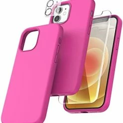 Promo ❤️ [5 In 1] For IPhone 12 Case, For IPhone 12 Pro Case, With 2 Pack Screen Protector + 2 Pack Camera Lens Protector, Silicone Shockproof Phone Case [Anti-Scratch] [Drop Protection], Midnight Green ???? -SYX MOTO store 41X7SN4rmyL. AC