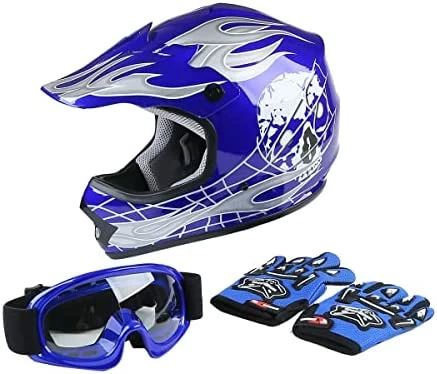 Cheap ⭐ DOT Youth Kids Motocross Offroad Street Dirt Bike Helmet Goggles Gloves ATV Mx Helmet … Blue Flame ???? 9 Cheap ⭐ DOT Youth Kids Motocross Offroad Street Dirt Bike Helmet Goggles Gloves ATV Mx Helmet … Blue Flame ???? - Image 8