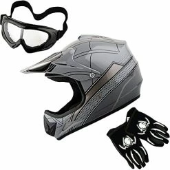 Discount ???? Youth Kids Motocross BMX MX ATV Dirt Bike Dianasour Helmet Dragon + Goggles + Martian Youth Glove Bundle T Rex Green Bundle ???? -SYX MOTO store 41aeIiZvICS. AC