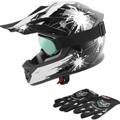 Coupon ???? TCT-MT DOT Helmet Motocross+Goggles+Gloves Youth Kids Helmet Blue Flame Dirt Bike ATV Helmets Large ✨ -SYX MOTO store 41cXRpg4M7L. AC 1