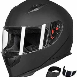 Promo ???? Full Face Motorcycle Street Bike Helmet With Removable Winter Neck Scarf + 2 Visors DOT Model-JK313 (L, Matte Black) ???? 25 Promo ???? Full Face Motorcycle Street Bike Helmet With Removable Winter Neck Scarf + 2 Visors DOT Model-JK313 (L, Matte Black) ???? -SYX MOTO store 41eBWc24MrL. AC