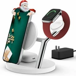 Best deal ❤️ 5-in-1 Wireless Charger With [Apple MFi Certification], Apple Charging Station For IPhone 11/12/13/14,Pro,Pro Max, Apple ⌚ Watch, AirPods2/3 Pro, Wireless Fast Charging Station Pure Purple ????