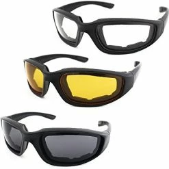 New ❤️ Surpassme 3 Pair Motorcycle Riding Glasses Padding Goggles UV Protection Dustproof Windproof Motorcycle ???? Sunglasses For Outdoor Actives 3 Amber Len ???? -SYX MOTO store 41fl2elN21L. AC