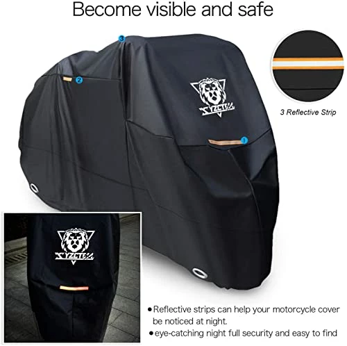 Cheapest ???? Motorcycle Cover -Waterproof Outdoor Storage Bag,Made Of Heavy Duty Material, Fits Up To 116" Harley Davison And All Motors(Black& Lockholes& Professional Windproof Strap) (XXXL) ???? 6 Cheapest ???? Motorcycle Cover -Waterproof Outdoor Storage Bag,Made Of Heavy Duty Material, Fits Up To 116" Harley Davison And All Motors(Black& Lockholes& Professional Windproof Strap) (XXXL) ???? - Image 4