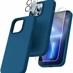 Wholesale ???? [5 In 1] For IPhone 13 Pro Case, With 2 Pack Screen Protector + 2 Pack Camera Lens Protector, Slim Silicone Phone Case IPhone 13 Pro 6.1 Inch, [Anti-Scratch] [Drop Protection], Alpine Green ???? -SYX MOTO store 41ngjRwcGIL. AC