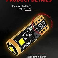 Best Sale ???? 194 168 2825 W5W LED Bulb White Canbus Error Free, T10 LED Bulbs 400LM 6000K Super Bright For Dome Map License Plate Trunk Cargo Lights (2-Pack) ???? -SYX MOTO store 41qP45MhkUL