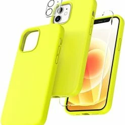 Promo ❤️ [5 In 1] For IPhone 12 Case, For IPhone 12 Pro Case, With 2 Pack Screen Protector + 2 Pack Camera Lens Protector, Silicone Shockproof Phone Case [Anti-Scratch] [Drop Protection], Midnight Green ???? -SYX MOTO store 41shJ41rQBL. AC