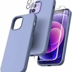 Promo ❤️ [5 In 1] For IPhone 12 Case, For IPhone 12 Pro Case, With 2 Pack Screen Protector + 2 Pack Camera Lens Protector, Silicone Shockproof Phone Case [Anti-Scratch] [Drop Protection], Midnight Green ???? -SYX MOTO store 41tgfSofKiL. AC