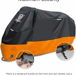 Cheapest ???? Motorcycle Cover – All Season Waterproof Outdoor Protection – Fit Up To 116 Inch Tour Bikes, Choppers And Cruisers – Protect Against Dust, Debris, Rain And Weather(XXXL,Black& Orange) ???? -SYX MOTO store 41ubWtS1fiL 1