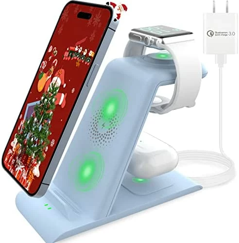 Wholesale ❤️ 3 In 1 Wireless Charging Station Compatible For Apple Products Multiple Devices Apple ⌚ Watch Ultra 8 7 SE 6 5 4 3 AirPods Pro 2 IPhone 14 13 12 11 Pro Max/X/XS/XR/8 Fast Wireless Charger Stand Dark Green ???? 9 Wholesale ❤️ 3 In 1 Wireless Charging Station Compatible For Apple Products Multiple Devices Apple ⌚ Watch Ultra 8 7 SE 6 5 4 3 AirPods Pro 2 IPhone 14 13 12 11 Pro Max/X/XS/XR/8 Fast Wireless Charger Stand Dark Green ???? - Image 7