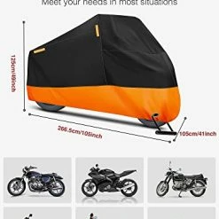Discount ???? Motorcycle Cover, XXX-Large Waterproof Motorbike Cover Outdoor Indoor Scooter Shelter Protection With 4 Reflective Strips For Harley Davidson, Honda, Suzuki, Kawasaki, Yamaha (Black & Orange) ???? 12 Discount ???? Motorcycle Cover, XXX-Large Waterproof Motorbike Cover Outdoor Indoor Scooter Shelter Protection With 4 Reflective Strips For Harley Davidson, Honda, Suzuki, Kawasaki, Yamaha (Black & Orange) ???? -SYX MOTO store 41xsaL75WyL
