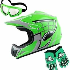 Discount ???? Youth Kids Motocross BMX MX ATV Dirt Bike Dianasour Helmet Dragon + Goggles + Martian Youth Glove Bundle T Rex Green Bundle ???? -SYX MOTO store 51 ZCyKVYlL. AC