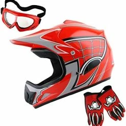Discount ???? Youth Kids Motocross BMX MX ATV Dirt Bike Dianasour Helmet Dragon + Goggles + Martian Youth Glove Bundle T Rex Green Bundle ???? -SYX MOTO store 510BSrFE7TL. AC