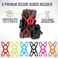 Flash Sale ???? [Upgraded] Bike Phone Mount Holder, Motorcycle Phone Mount, 6 Color Bands Included, Cell Phone Holder For Bike – Universal Any Phone Or Handlebar, Bike Phone Holder, ATV, Tool Free Install ❤️ -SYX MOTO store 510S5YSpiVL