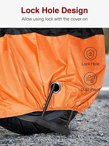 Discount ???? Motorcycle Cover, XXX-Large Waterproof Motorbike Cover Outdoor Indoor Scooter Shelter Protection With 4 Reflective Strips For Harley Davidson, Honda, Suzuki, Kawasaki, Yamaha (Black & Orange) ???? 8 Discount ???? Motorcycle Cover, XXX-Large Waterproof Motorbike Cover Outdoor Indoor Scooter Shelter Protection With 4 Reflective Strips For Harley Davidson, Honda, Suzuki, Kawasaki, Yamaha (Black & Orange) ???? - Image 6