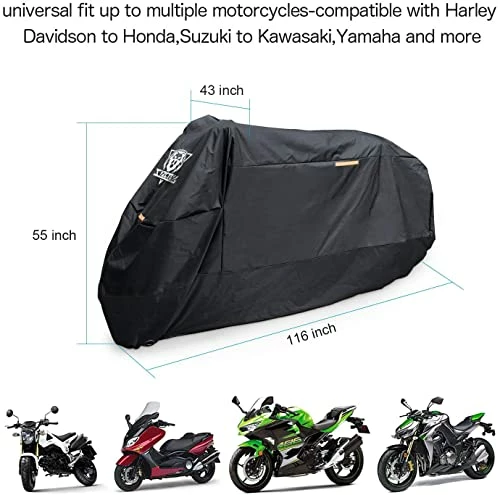 Cheapest ???? Motorcycle Cover -Waterproof Outdoor Storage Bag,Made Of Heavy Duty Material, Fits Up To 116" Harley Davison And All Motors(Black& Lockholes& Professional Windproof Strap) (XXXL) ???? 7 Cheapest ???? Motorcycle Cover -Waterproof Outdoor Storage Bag,Made Of Heavy Duty Material, Fits Up To 116" Harley Davison And All Motors(Black& Lockholes& Professional Windproof Strap) (XXXL) ???? - Image 5
