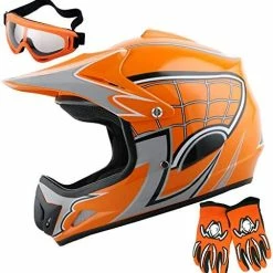 Discount ???? Youth Kids Motocross BMX MX ATV Dirt Bike Dianasour Helmet Dragon + Goggles + Martian Youth Glove Bundle T Rex Green Bundle ???? -SYX MOTO store 515 DEilhuL. AC
