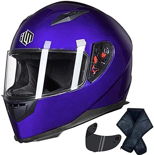 Promo ???? Full Face Motorcycle Street Bike Helmet With Removable Winter Neck Scarf + 2 Visors DOT Model-JK313 (L, Matte Black) ???? 10 Promo ???? Full Face Motorcycle Street Bike Helmet With Removable Winter Neck Scarf + 2 Visors DOT Model-JK313 (L, Matte Black) ???? - Image 8