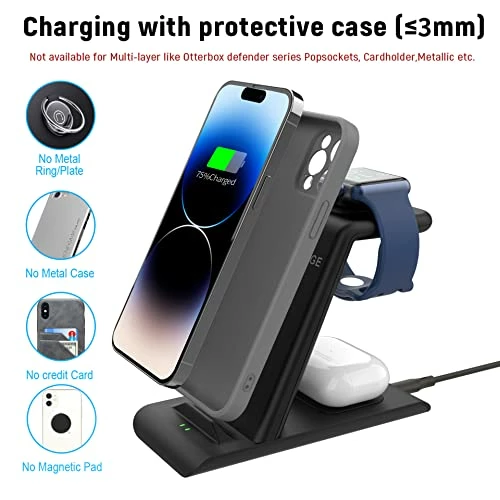 Wholesale ❤️ 3 In 1 Wireless Charging Station Compatible For Apple Products Multiple Devices Apple ⌚ Watch Ultra 8 7 SE 6 5 4 3 AirPods Pro 2 IPhone 14 13 12 11 Pro Max/X/XS/XR/8 Fast Wireless Charger Stand Dark Green ???? 7 Wholesale ❤️ 3 In 1 Wireless Charging Station Compatible For Apple Products Multiple Devices Apple ⌚ Watch Ultra 8 7 SE 6 5 4 3 AirPods Pro 2 IPhone 14 13 12 11 Pro Max/X/XS/XR/8 Fast Wireless Charger Stand Dark Green ???? - Image 5