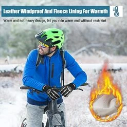 Promo ???? Leather Motorcycle Gloves Winter Fleece, Ten-Finger Touchscreen Mountain Bike Thick Gloves For Men And ???? Women, Warm Skeleton Skull Gloves For Riding Bike BMX ATV MTB Cycling ???? -SYX MOTO store 51AfnrIxnWL