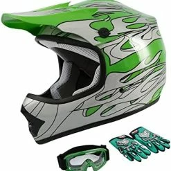 Coupon ???? TCT-MT DOT Helmet Motocross+Goggles+Gloves Youth Kids Helmet Blue Flame Dirt Bike ATV Helmets Large ✨ -SYX MOTO store 51G2sfQdqcL. AC 2