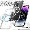 Best reviews of ???? [12 In 1] Magnetic Case For IPhone 14 Pro Max Case,[Compatible With Magsafe] [Non Yellowing][3 Pcs Glass Screen Protector+Camera Lens Protector] Shockproof Slim Thin Phone Case Cover 6.7"-Clear ???? -SYX MOTO store 51G8eki0sWL