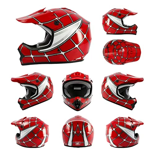 Budget ???? Dot Youth & Kids Motocross Offroad Street Helmet Red Spider Motorcycle Youth Helmet Dirt Bike Motocross ATV Helmet+Goggles+Gloves S Pattern:red Spider ???? 4 Budget ???? Dot Youth & Kids Motocross Offroad Street Helmet Red Spider Motorcycle Youth Helmet Dirt Bike Motocross ATV Helmet+Goggles+Gloves S Pattern:red Spider ???? - Image 2