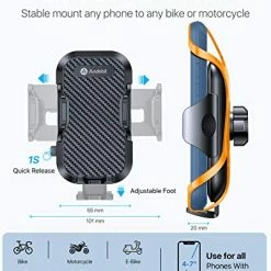 Cheap ???? Andobil Bike Phone Mount, [Anti Shake & Super Stable] Universal [Sturdy Handlebar Clamp] Cell Phone Holder For Bike Bicycle Motorcycle Compatible With IPhone 14 13 12 11 Pro Max Galaxy S21 S22 & All Black ???? -SYX MOTO store 51JoQ2F4ViL