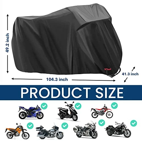 Discount ???? Motorcycle Cover,WDLHQC Waterproof Motorcycle Cover All Weather Outdoor Protection,Oxford Durable & Tear Proof,Fit For 105 Inch Motors ???? 4 Discount ???? Motorcycle Cover,WDLHQC Waterproof Motorcycle Cover All Weather Outdoor Protection,Oxford Durable & Tear Proof,Fit For 105 Inch Motors ???? - Image 2