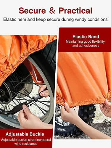 Discount ???? Motorcycle Cover, XXX-Large Waterproof Motorbike Cover Outdoor Indoor Scooter Shelter Protection With 4 Reflective Strips For Harley Davidson, Honda, Suzuki, Kawasaki, Yamaha (Black & Orange) ???? 7 Discount ???? Motorcycle Cover, XXX-Large Waterproof Motorbike Cover Outdoor Indoor Scooter Shelter Protection With 4 Reflective Strips For Harley Davidson, Honda, Suzuki, Kawasaki, Yamaha (Black & Orange) ???? - Image 5