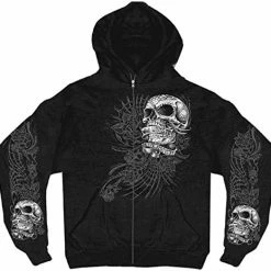 Coupon ???? Hot Leathers Men's Sweet Demise Zip Up Hooded Sweat ???? Shirt Black ????