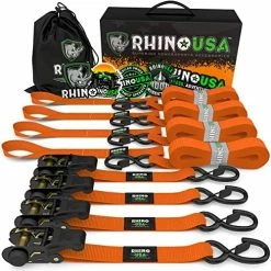 Wholesale ???? HINO USA Ratchet Tie Down Straps (4PK) - 1,823lb Guaranteed Max Break Strength, Includes (4) Premium 1" X 15' Rachet Tie Downs With Padded Handles. Best For Moving, Securing Cargo Red 4-pack ???? -SYX MOTO store 51PeOpasArL. AC
