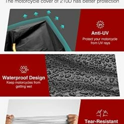 Discount ???? Motorcycle Cover, XXX-Large Waterproof Motorbike Cover Outdoor Indoor Scooter Shelter Protection With 4 Reflective Strips For Harley Davidson, Honda, Suzuki, Kawasaki, Yamaha (Black & Orange) ???? 14 Discount ???? Motorcycle Cover, XXX-Large Waterproof Motorbike Cover Outdoor Indoor Scooter Shelter Protection With 4 Reflective Strips For Harley Davidson, Honda, Suzuki, Kawasaki, Yamaha (Black & Orange) ???? -SYX MOTO store 51QIjVPKzIL