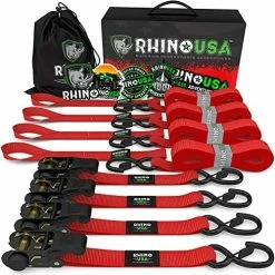 Wholesale ???? HINO USA Ratchet Tie Down Straps (4PK) - 1,823lb Guaranteed Max Break Strength, Includes (4) Premium 1" X 15' Rachet Tie Downs With Padded Handles. Best For Moving, Securing Cargo Red 4-pack ???? -SYX MOTO store 51RMqalt9SL. AC