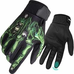 Promo ???? Leather Motorcycle Gloves Winter Fleece, Ten-Finger Touchscreen Mountain Bike Thick Gloves For Men And ???? Women, Warm Skeleton Skull Gloves For Riding Bike BMX ATV MTB Cycling ???? -SYX MOTO store 51Rv WMon3L. AC