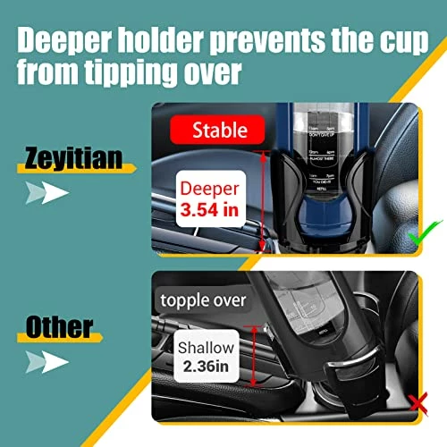 Top 10 ???? Cup Holder Expander For Car Beker Car Cup Holder For Organizer Adapters Holders Universal Compatible With 2.6 "to 4.5" Diameters And Most 12-Ounce To 46-Ounce Bottles&Cups Cup Holder+solid Black Style Hook ???? 6 Top 10 ???? Cup Holder Expander For Car Beker Car Cup Holder For Organizer Adapters Holders Universal Compatible With 2.6 "to 4.5" Diameters And Most 12-Ounce To 46-Ounce Bottles&Cups Cup Holder+solid Black Style Hook ???? - Image 4