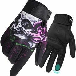 Promo ???? Leather Motorcycle Gloves Winter Fleece, Ten-Finger Touchscreen Mountain Bike Thick Gloves For Men And ???? Women, Warm Skeleton Skull Gloves For Riding Bike BMX ATV MTB Cycling ???? -SYX MOTO store 51Y9AT0qVeL. AC