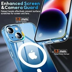 Wholesale ???? Magnetic Case For IPhone 13 Case For IPhone 14 Case,[Compatible With Magsafe] [Non-Yellowing] [3 Pcs Glass Screen Protector] Shockproof Slim Phone Case Cover 6.1'' - Clear ❤️ -SYX MOTO store 51ZApNuOvaL