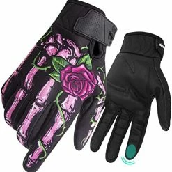 Promo ???? Leather Motorcycle Gloves Winter Fleece, Ten-Finger Touchscreen Mountain Bike Thick Gloves For Men And ???? Women, Warm Skeleton Skull Gloves For Riding Bike BMX ATV MTB Cycling ???? -SYX MOTO store 51a9jUhMmDL. AC