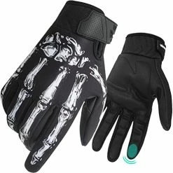Promo ???? Leather Motorcycle Gloves Winter Fleece, Ten-Finger Touchscreen Mountain Bike Thick Gloves For Men And ???? Women, Warm Skeleton Skull Gloves For Riding Bike BMX ATV MTB Cycling ???? -SYX MOTO store 51bDhPNKjHL. AC