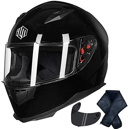 Promo ???? Full Face Motorcycle Street Bike Helmet With Removable Winter Neck Scarf + 2 Visors DOT Model-JK313 (L, Matte Black) ???? 14 Promo ???? Full Face Motorcycle Street Bike Helmet With Removable Winter Neck Scarf + 2 Visors DOT Model-JK313 (L, Matte Black) ???? - Image 12