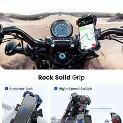 Promo ???? Motorcycle Phone Mount, [1s Auto Lock][100mph Military Anti-Shake] Bike Phone Holder For Bicycle, [10s Quick Install] Handlebar Phone Mount, Compatible With IPhone, Samsung, All Cell Phone ???? -SYX MOTO store 51eP7aI0qoL